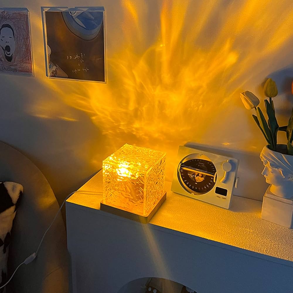 Zigoods Dynamic Water Ripple Aura Projector – Rotating LED Night Light with Remote