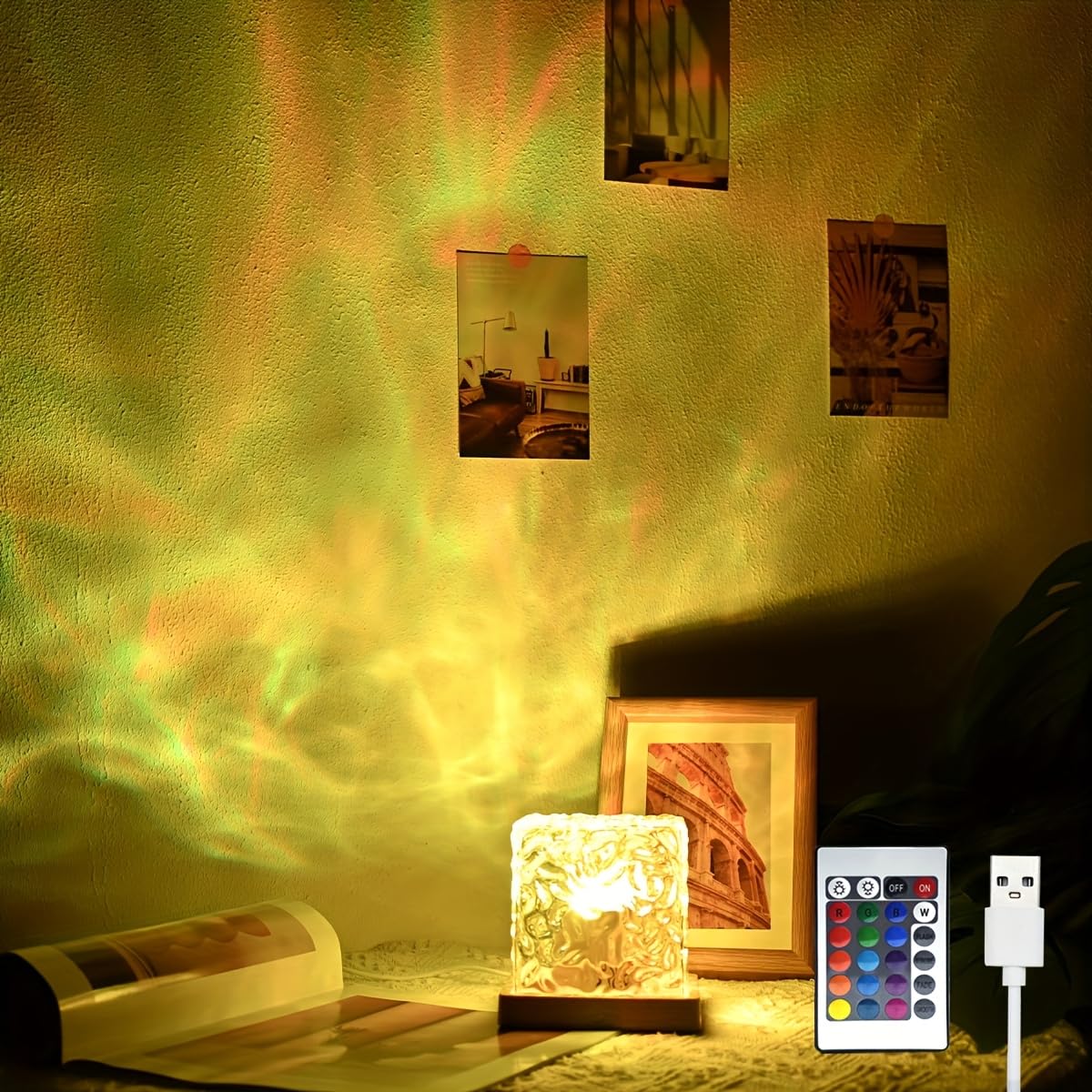 Zigoods Dynamic Water Ripple Aura Projector – Rotating LED Night Light with Remote