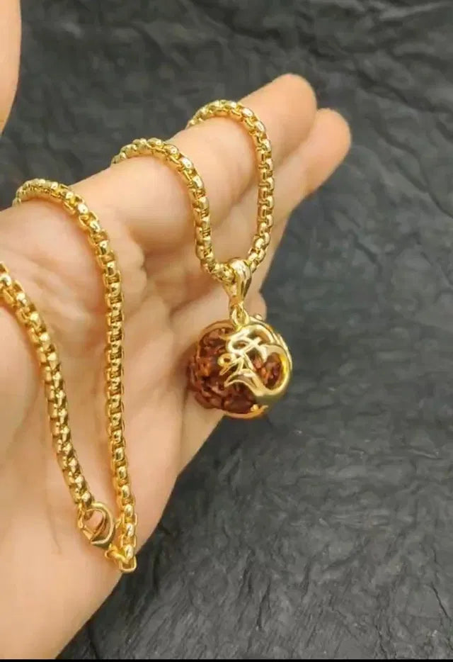 Elevate Your Spirit with the Divine Om Rudraksha Pendant