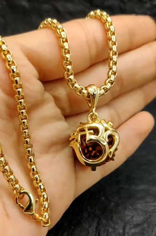 Elevate Your Spirit with the Divine Om Rudraksha Pendant