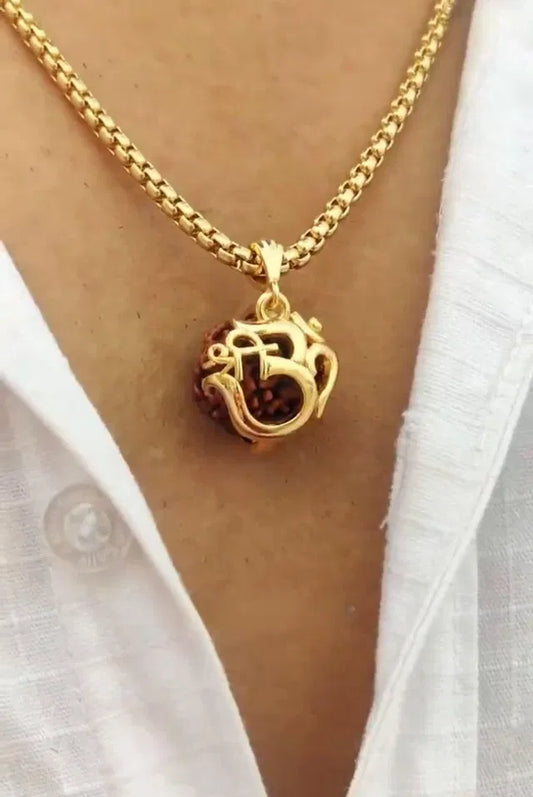 Elevate Your Spirit with the Divine Om Rudraksha Pendant
